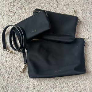 Mina Baie Mia Pouch Set in Nylon Black/Gold (Full Set)